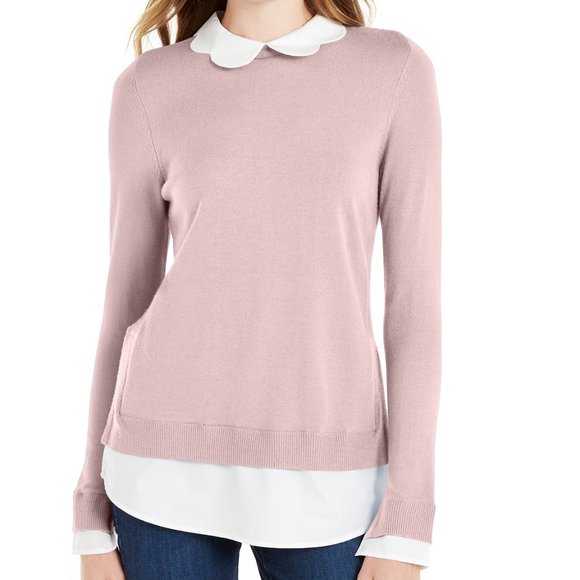 Maison Jules Sweaters - Maison Jules- Scalloped Neck Layered Sweater- M